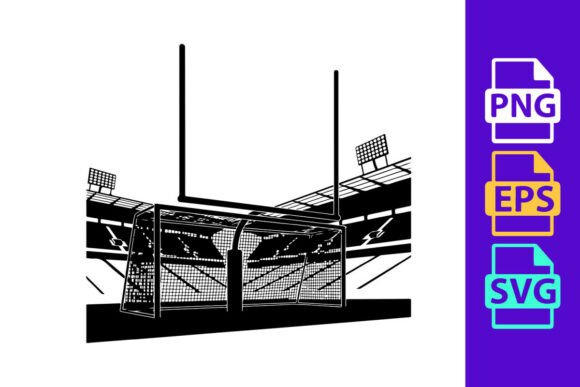 American Football Stadium with Goalposts: Dynamic Design Asset