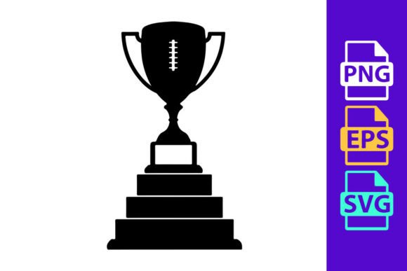 Black Silhouette of a Football Trophy: Bold Clipart for Designers