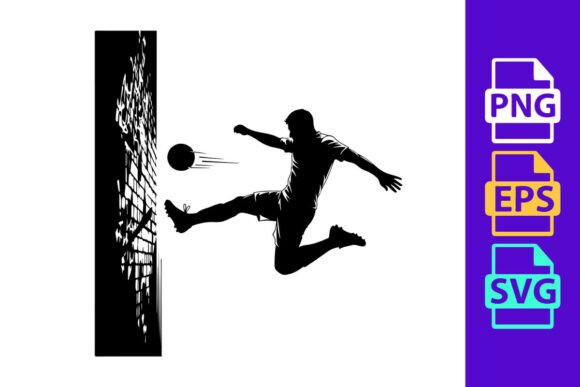 Capture the Motion: Soccer Player Kicking Ball in Mid Air Ne