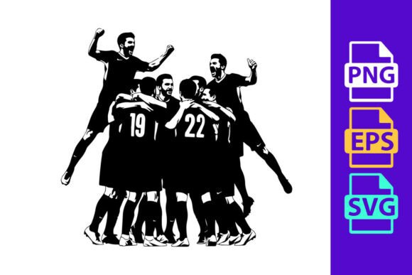 Celebrating the Win: Dynamic Football Silhouette Clipart