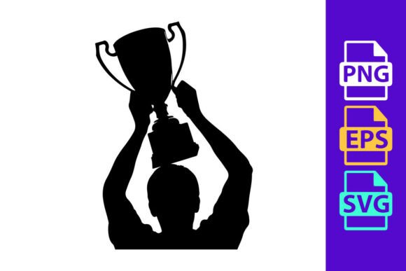 Dynamic Energy: The Triumphant Silhouette Clipart for Sports Design