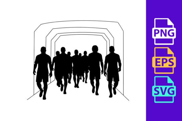 Dynamic Motion: Silhouettes of People Running Through a Design