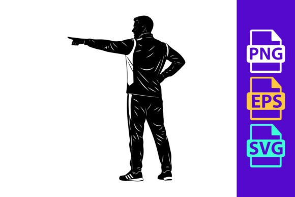Dynamic Motion: The A Man Pointing to the Left with His Righ Vector Design