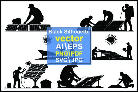 Dynamic Silhouettes of Solar Workers: A Visual Asset Guide