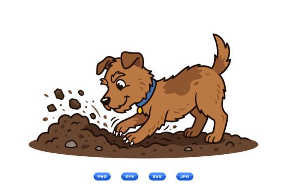 Playful Dog Digging Clipart for Cheerful Designs