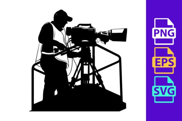Silhouette of a Cameraman Operating a La: A Visual Storyteller