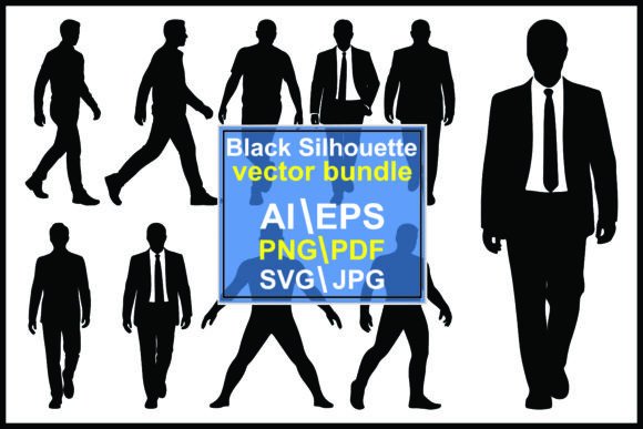 Silhouettes Men Business Attire Walking: A Visual Asset for Dynamic Design