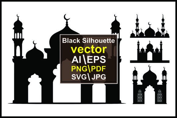 Silhouettes of Mosques with Domes Minare: A Visual Language