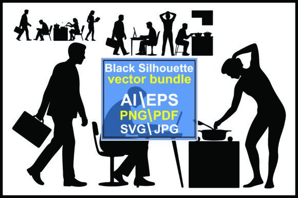 Silhouettes People Working Office Home: A Versatile Visual Asset