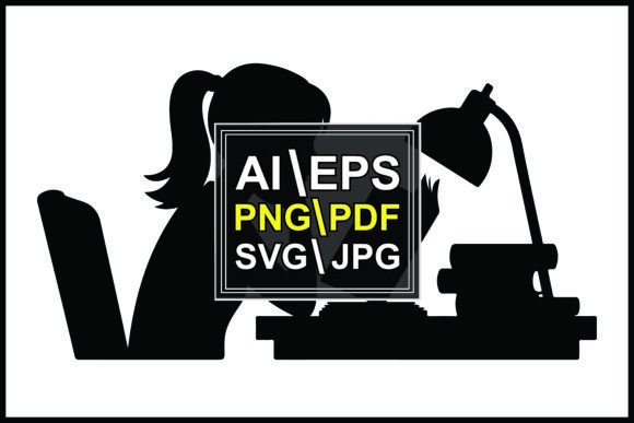 The Quiet Focus of the Silhouette Girl at Desk