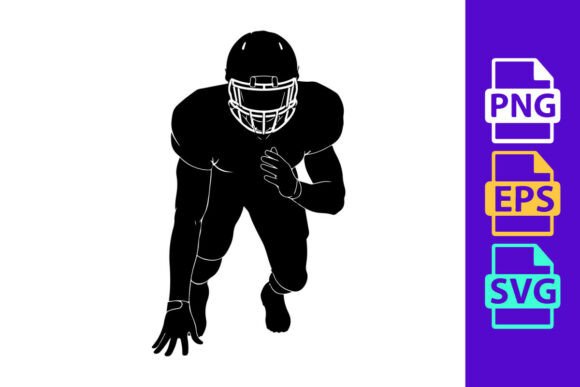 Unleash Dynamic Energy: The American Football Player in Full Black U Silhouette